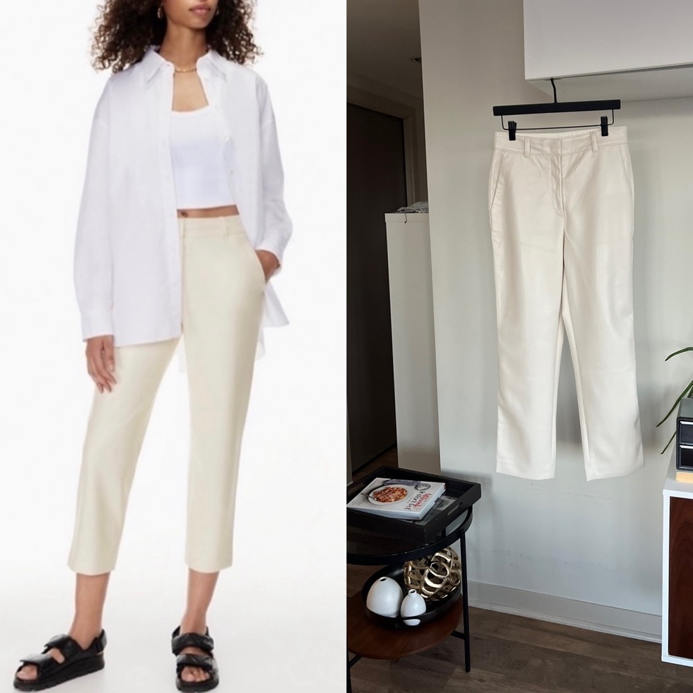 Aritzia Babaton Ivory Leather Trousers Sz 6